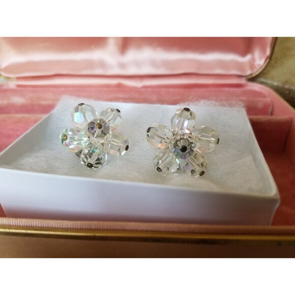 Aurora Borealis Crystal Clip-on Earrings - Picture 5 of 10